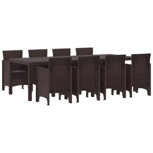 vidaXL Ensemble de salle à manger pour jardin 9 Pièces Marron Rattan Polt