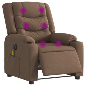 vidaXL Fauteuil inclinable de massage électrique marron tissu