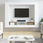 vidaXL Meuble TV blanc 152x22x113 cm bois d'ingénierie