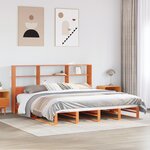 vidaXL Lit bibliothèque sans matelas cire marron 200x200cm bois massif