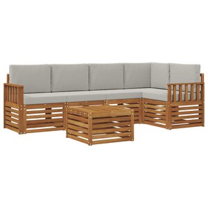 vidaXL Ensemble de canapés d'extérieur 6 pc Gris Naturel et Clair