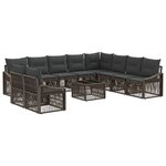 vidaXL Ensemble de canapé de jardin 11 pc Gris polyrotin