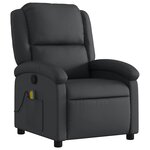 vidaXL Fauteuil de massage inclinable noir cuir véritable