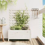 vidaXL Jardinière avec support blanc 79x39 5x114 cm bois de pin massif