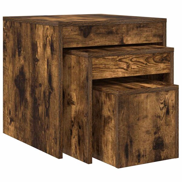 vidaXL Tables gigognes 3 Pièces Chêne fumé Bois d'ingénierie