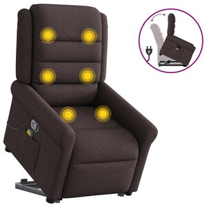 vidaXL Fauteuil inclinable de massage Marron foncé Tissu