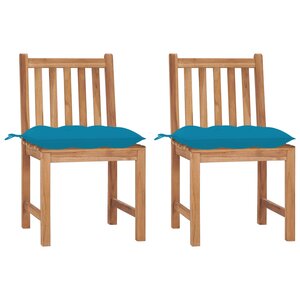 vidaXL Chaises de jardin lot de 2 avec coussins Bois de teck massif