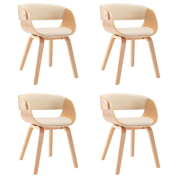vidaXL Chaises à manger lot de 4 crème bois courbé et similicuir