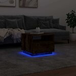 vidaXL Table basse avec lumières LED chêne fumé 50x49x40 cm