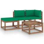 vidaXL Salon palette de jardin 4Pièces avec coussins Bois de pin imprégné