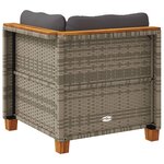 vidaXL Canapé d'angle de jardin avec coussins gris résine tressée