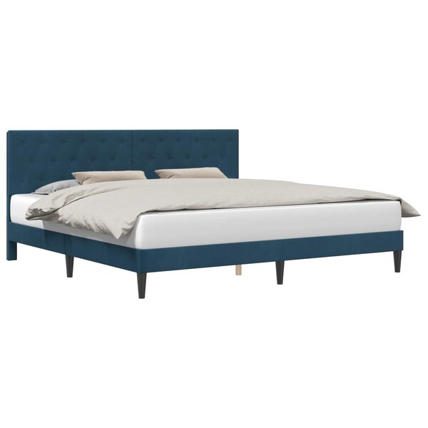 vidaXL Cadre de lit avec tête de lit Bleu 200 x 200 cm Velours