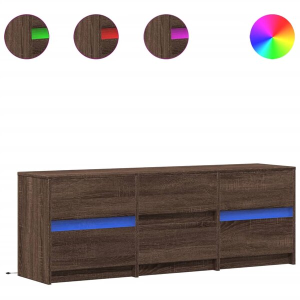vidaXL Meuble TV avec LED chêne marron 140x34x50 cm bois d'ingénierie