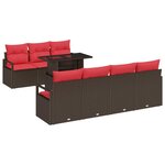 vidaXL Ensemble de canapé de jardin 8 Pièces Marron et rouge polyrotin
