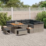 vidaXL Ensemble de canapé de jardin avec coussin 12 Pièces Gris