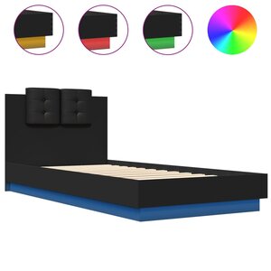 vidaXL Cadre de lit avec LED sans matelas noir 100x200 cm