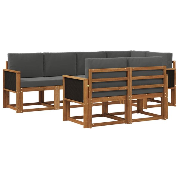 vidaXL Ensemble de canapés d'extérieur 7 pc Naturel et Anthracite