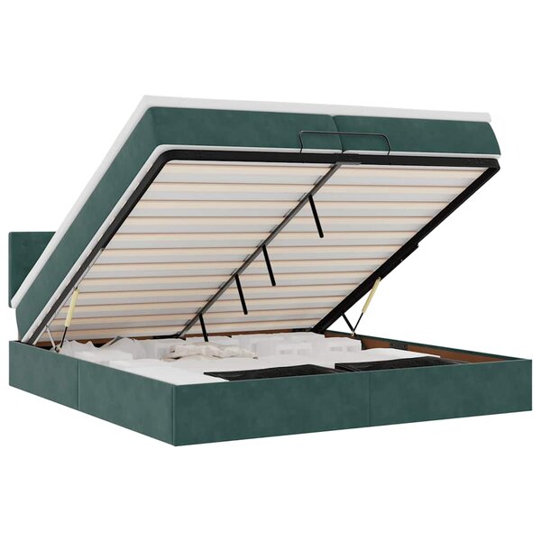 vidaXL Cadre de lit ottoman avec matelas vert foncé 200x200 cm velours