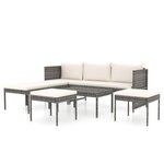 vidaXL Salon de jardin 6 Pièces avec coussins résine tressée gris