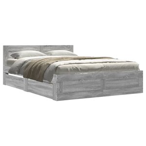 vidaXL Cadre de lit et tête de lit sans matelas sonoma gris 140x200 cm