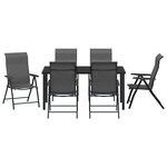 vidaXL Ensemble de salle à manger pour jardin 7 Pièces Gris Poly rotin