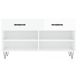 vidaXL Banc à chaussures blanc brillant 102x35x55 cm bois d'ingénierie