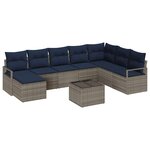 vidaXL Ensemble de Canapés avec coussin 9 Pièces Gris polyrotin