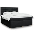 vidaXL Sommier à lattes de lit avec matelas Noir 180x200 cm Tissu