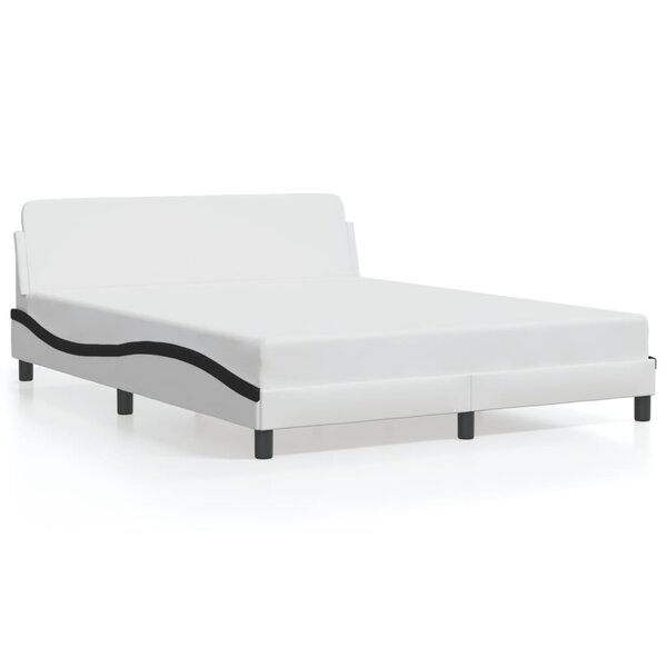 vidaXL Cadre de lit sans matelas blanc et noir 160x200 cm similicuir