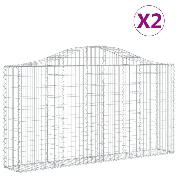 vidaXL Paniers à gabions arqués 2 Pièces 200x30x100/120 cm Fer galvanisé