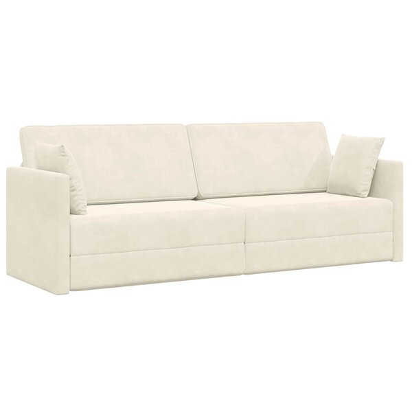 vidaXL Canapé-lit au sol Crème 213 x 70 x 77 cm Velours