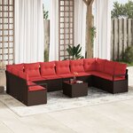 vidaXL Ensemble de Canapés avec coussin 11 Pièces Marron polyrotin