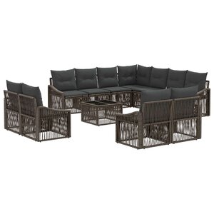 vidaXL Ensemble de canapé de jardin 12 Pièces Gris polyrotin