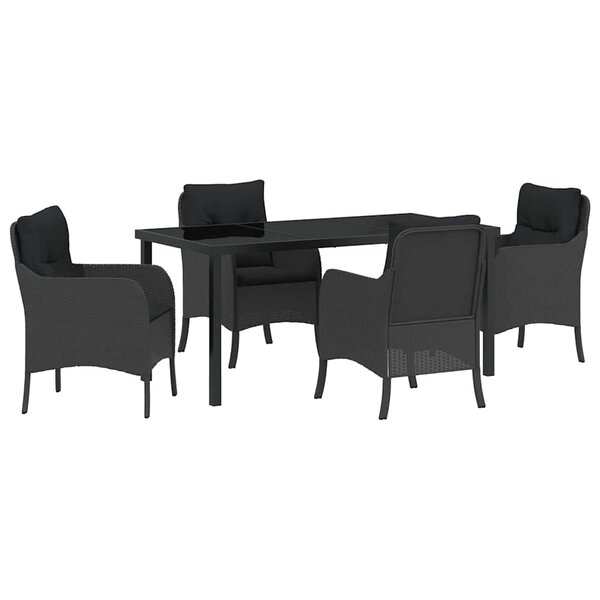 vidaXL Ensemble de salle à manger pour jardin 5 Pièces Noir Poly rotin