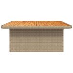 vidaXL Table de jardin beige 110x110x71 cm résine tressée bois acacia