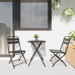 vidaXL Ensemble bistrot 3 pc Anthracite Acier