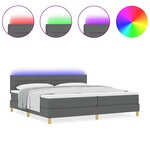 vidaXL Lit à ressort avec matelas et LED gris foncé 200x200 cm en tissu