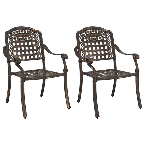 vidaXL Chaise de jardin 2 pc Bronze Aluminium