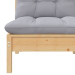 vidaXL Salon de jardin 5 Pièces avec coussins gris bois de pin massif