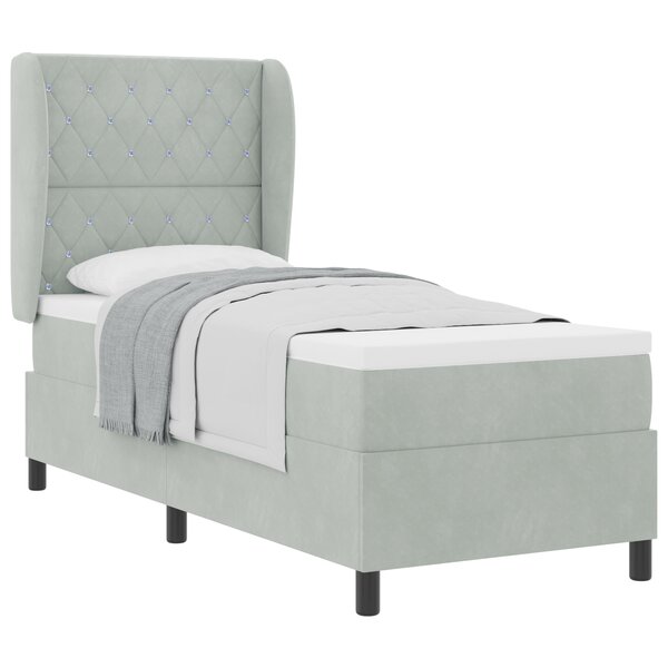 Lit à ressort vidaXL avec matelas Gris clair 80x200 cm Velours