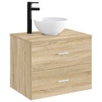 vidaXL Lavabo de salle de bain avec robinet et drain Noir Mat
