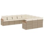 vidaXL Salon de jardin 11 Pièces avec coussins beige résine tressée