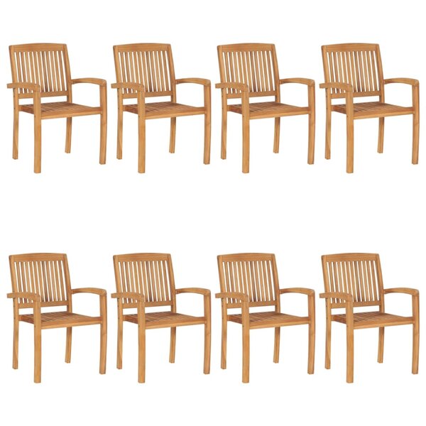 vidaXL Chaises de jardin empilables 8 Pièces Bois de teck solide