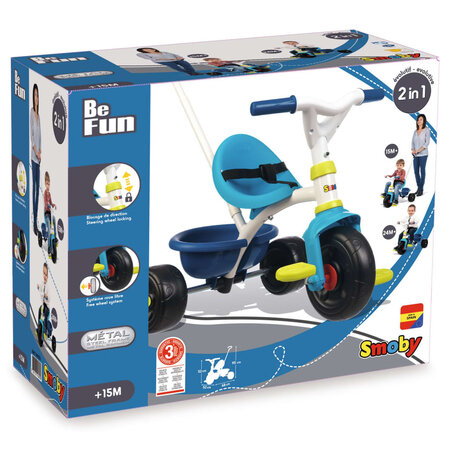 Smoby tricycle bébé 2 en 1 be fun bleu - La Poste