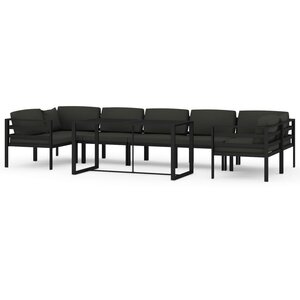 vidaXL Salon de jardin 8 Pièces avec coussins Aluminium Anthracite