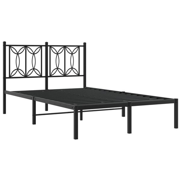 vidaXL Cadre de lit métal avec tête de lit noir 120x190 cm