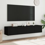 vidaXL Meubles TV muraux avec lumières LED 2 Pièces noir 80x35x31 cm