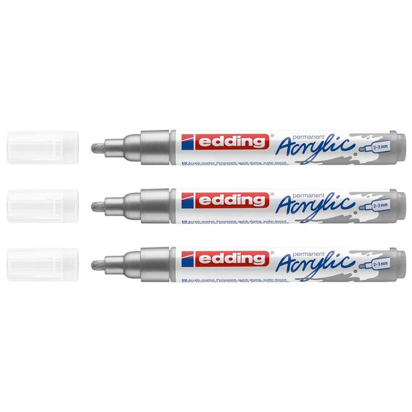 Marqueur Acrylique 5100 Argent Pointe Moyenne 2-3 mm x 3 EDDING