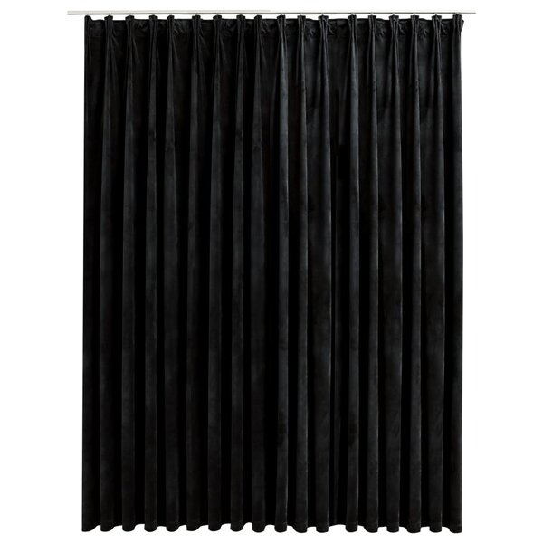vidaXL Rideau occultant avec crochets Velours Noir 290x245 cm