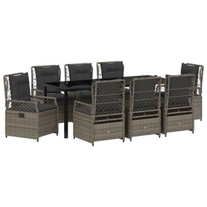 vidaXL Ensemble de salle à manger pour jardin 9 pc Gris polyrotin